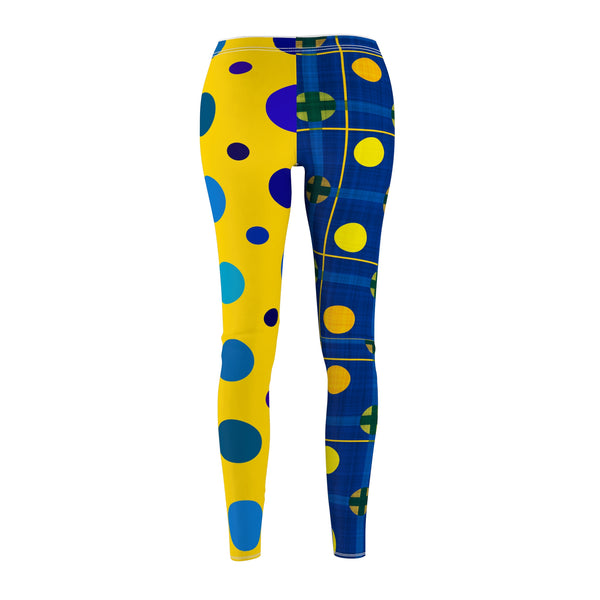 Blue & Yellow Women's Cut & Sew Casual Leggings