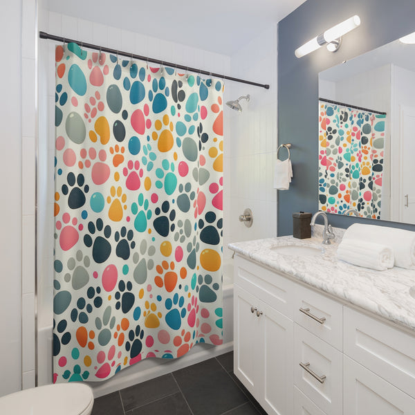 Dog Paw Print Shower Curtains