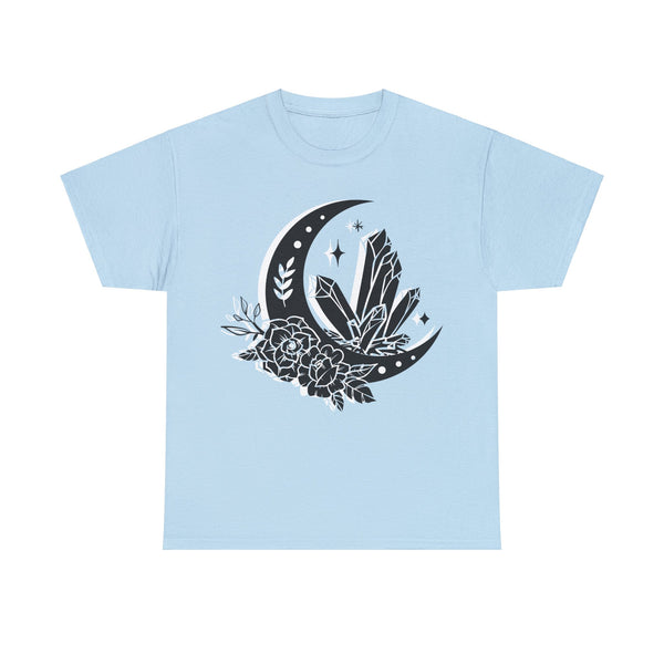 "Crystal, Flowers & Moon" Plus Size Women Heavy Cotton Tee T-shirt