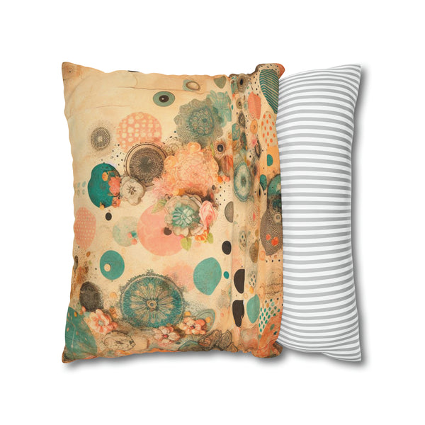 Vintage Polka Dots Spun Polyester Square Pillowcase