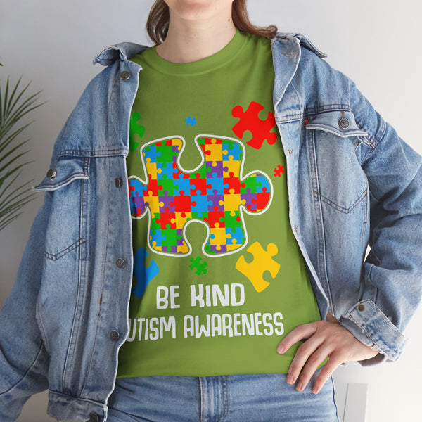 Autism Awareness "Be Kind" Plus Size Women Heavy Cotton Tee