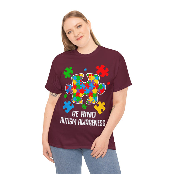 Autism Awareness "Be Kind" Plus Size Women Heavy Cotton Tee