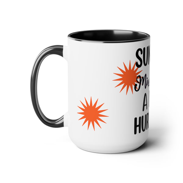 "Sunshine Mixed With A Little Hurricane" Mother's Day Two-Tone Coffee Mugs Cup, 15oz