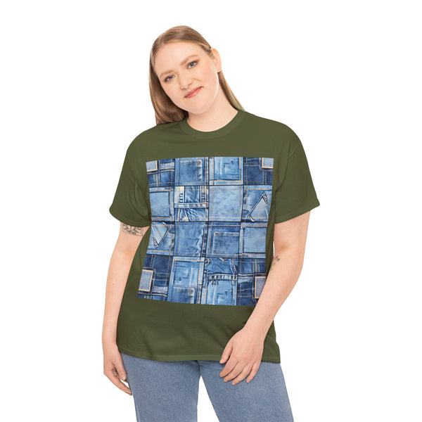 "Denim Patch" Plus Size Women Heavy Cotton Tee