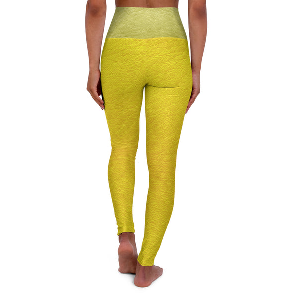 Yellow Faux Leather High Waisted Yoga Leggings