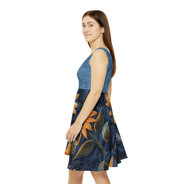 Denim Sunflower Women's Skater Dress