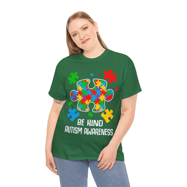 Autism Awareness "Be Kind" Plus Size Women Heavy Cotton Tee