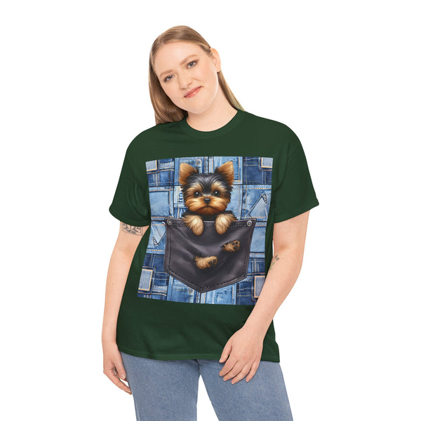 "Denim Dog Patch" Plus Size Women Heavy Cotton Tee T-shirt
