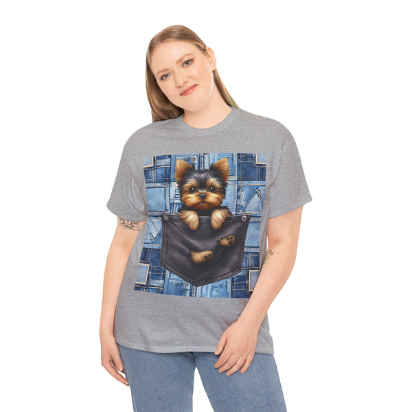 "Denim Dog Patch" Plus Size Women Heavy Cotton Tee T-shirt