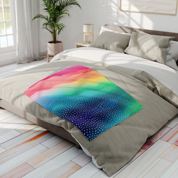 Rainbow Dots Arctic Fleece Throw Blanket