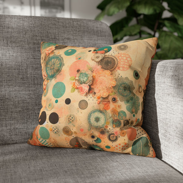 Vintage Polka Dots Spun Polyester Square Pillowcase