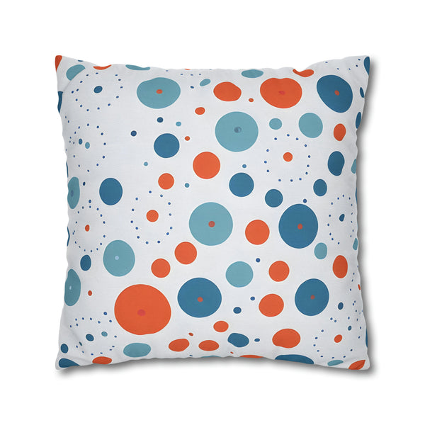 Blue/Orange Polka Dots Spun Polyester Square Pillowcase