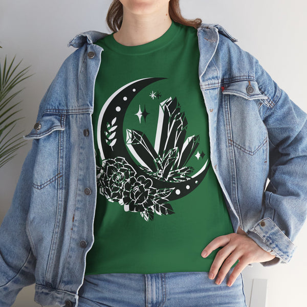 "Crystal, Flowers & Moon" Plus Size Women Heavy Cotton Tee T-shirt