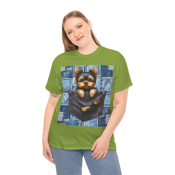 "Denim Dog Patch" Plus Size Women Heavy Cotton Tee T-shirt