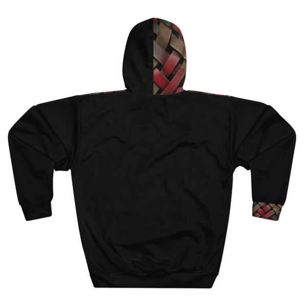 Red/Black Leather Quilt Woman Pullover Hoodie