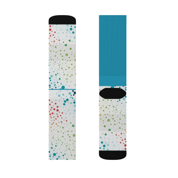 Teal/White Polka Dots Sublimation Woman Socks