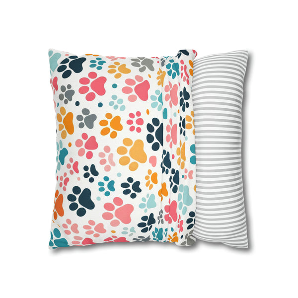 Dog Paw Print Spun Polyester Square Pillowcase