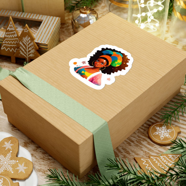 Colorful Afro-Futuristic Woman Kiss-Cut Stickers