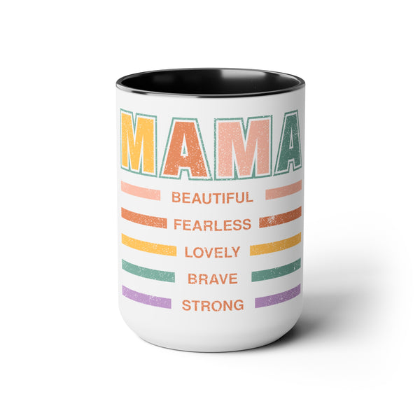 Mama Beautiful Mother's Day Two-Tone Coffee Mugs Cup, 15oz