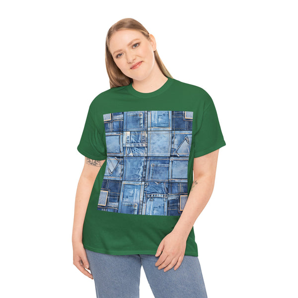 "Denim Patch" Plus Size Women Heavy Cotton Tee