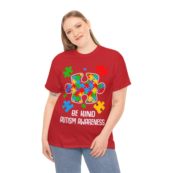 Autism Awareness "Be Kind" Plus Size Women Heavy Cotton Tee