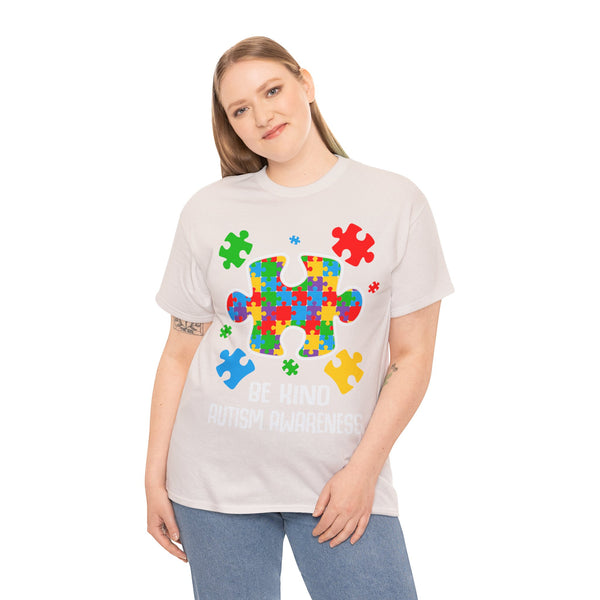 Autism Awareness "Be Kind" Plus Size Women Heavy Cotton Tee