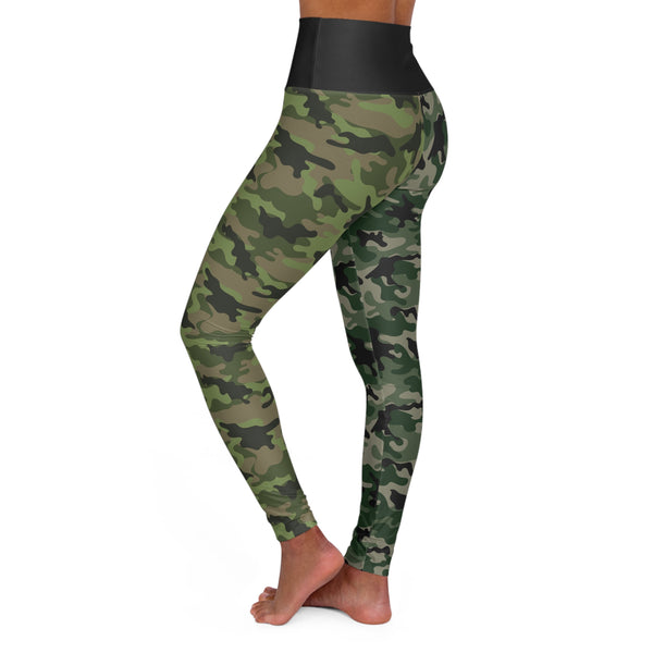 Green Camo Two Tone High Waisted Yoga Leggings