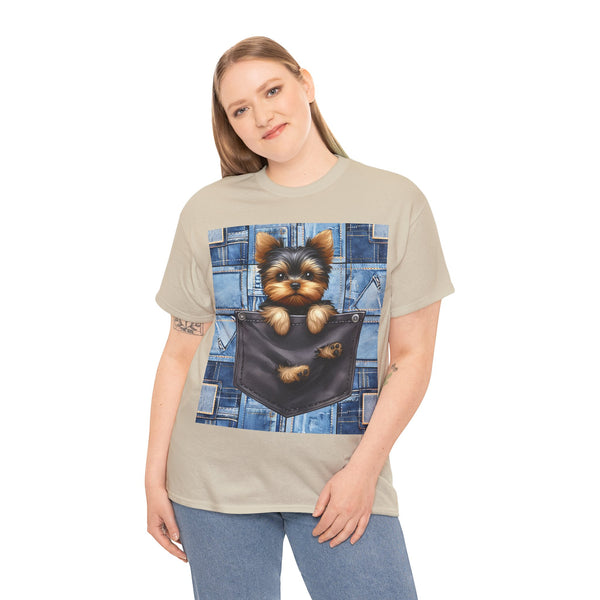 "Denim Dog Patch" Plus Size Women Heavy Cotton Tee T-shirt