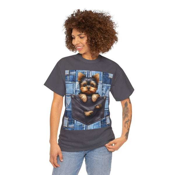 "Denim Dog Patch" Plus Size Women Heavy Cotton Tee T-shirt