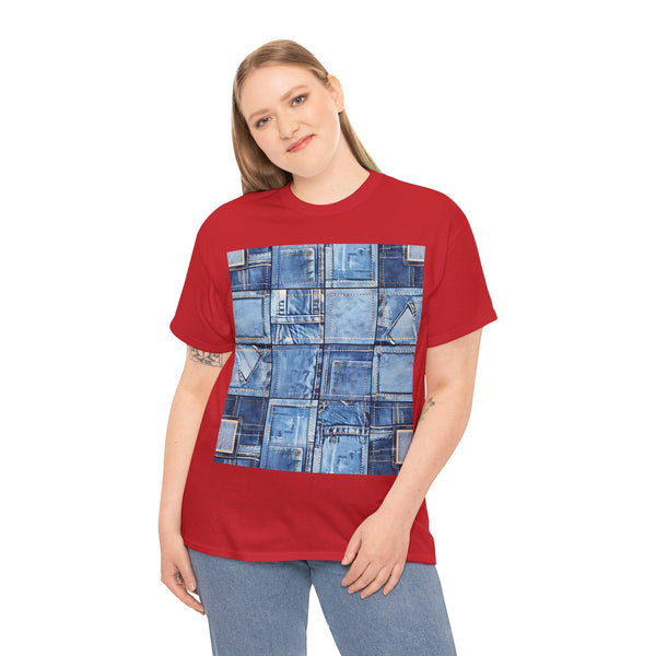 "Denim Patch" Plus Size Women Heavy Cotton Tee