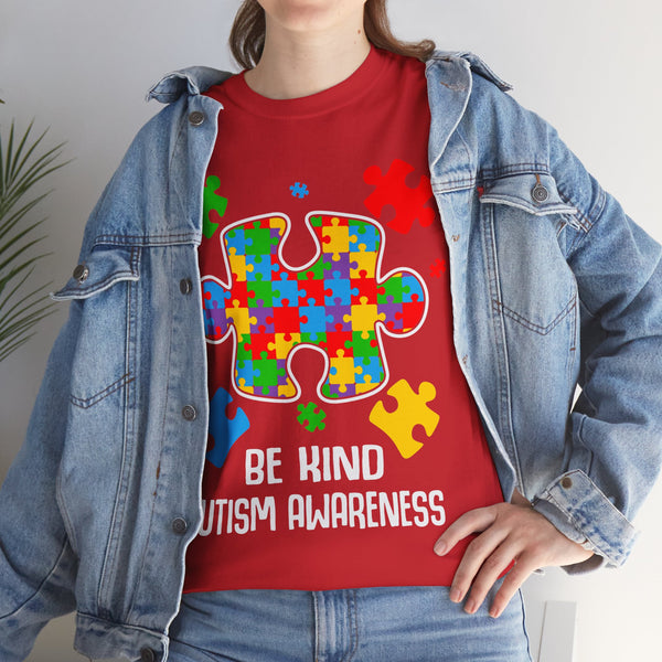 Autism Awareness "Be Kind" Plus Size Women Heavy Cotton Tee
