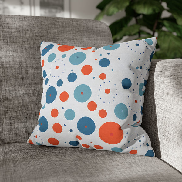 Blue/Orange Polka Dots Spun Polyester Square Pillowcase