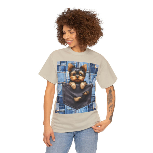 "Denim Dog Patch" Plus Size Women Heavy Cotton Tee T-shirt