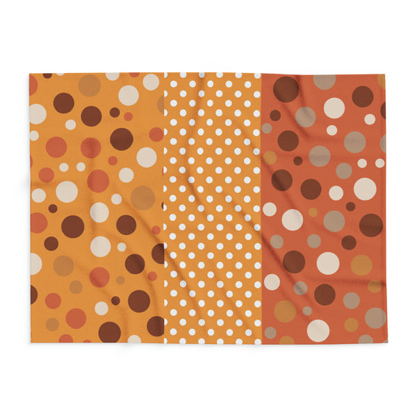 Large Warm Color Polka Dots Arctic Fleece Throw Blanket