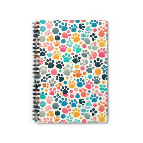 Dog Paw Print Spiral Notebook - Ruled Line