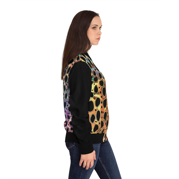 Leopard Gold Women's Bomber Jacket