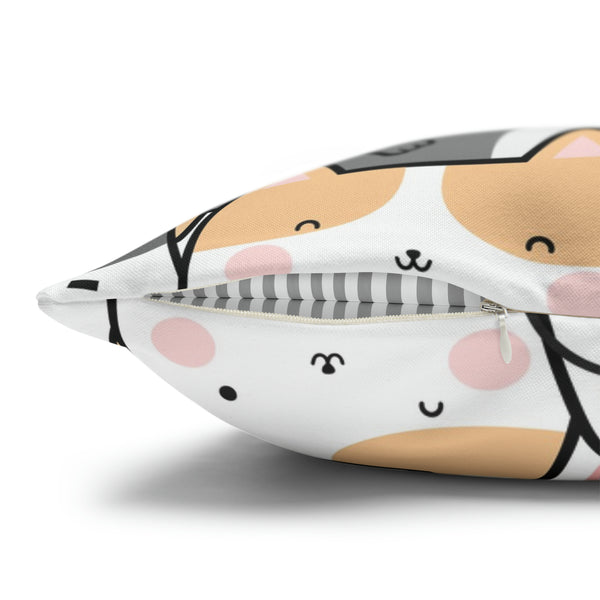 Cat Group Spun Polyester Square Pillowcase