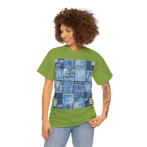 "Denim Patch" Plus Size Women Heavy Cotton Tee