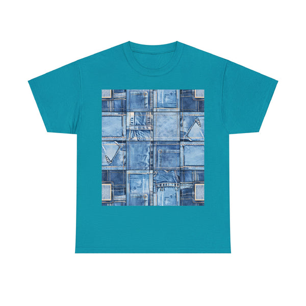 "Denim Patch" Plus Size Women Heavy Cotton Tee