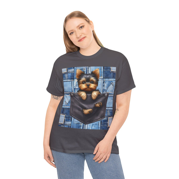 "Denim Dog Patch" Plus Size Women Heavy Cotton Tee T-shirt