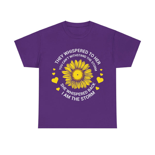 "They Whispered To Her" Woman Crewneck T-Shirt: Focus on the Good - Unisex Heavy Cotton Tee