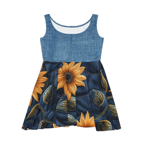 Denim Sunflower Women's Skater Dress