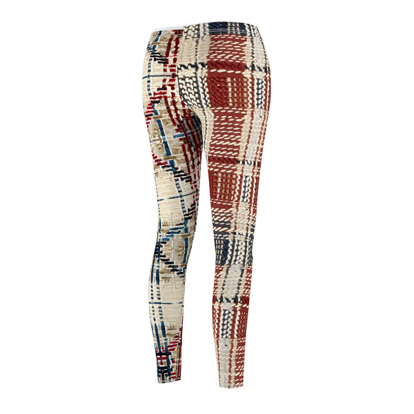 Knitted Scottish Tartan Plaid Women's Cut & Sew Casual Leggings