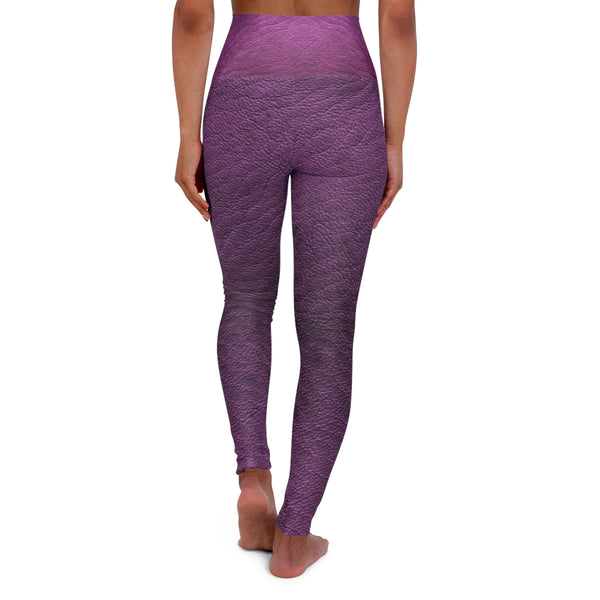 Purple Faux Leather High Waisted Yoga Leggings