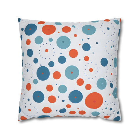 Blue/Orange Polka Dots Spun Polyester Square Pillowcase