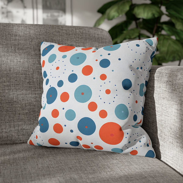 Blue/Orange Polka Dots Spun Polyester Square Pillowcase