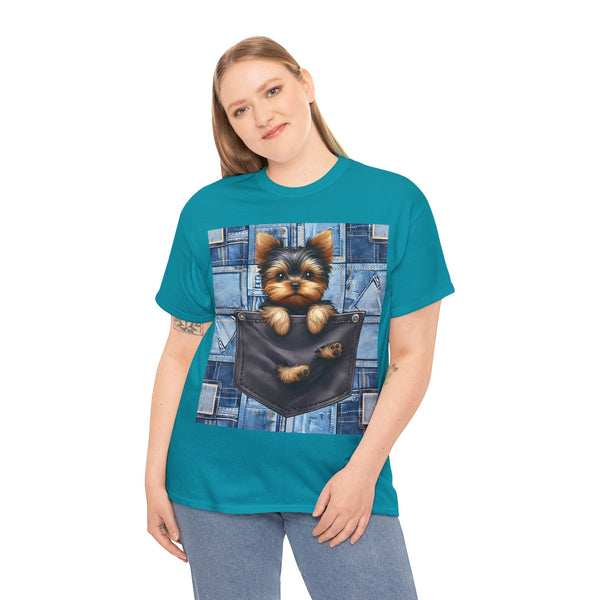 "Denim Dog Patch" Plus Size Women Heavy Cotton Tee T-shirt
