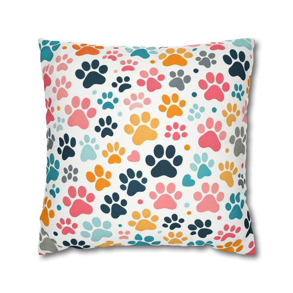 Dog Paw Print Spun Polyester Square Pillowcase