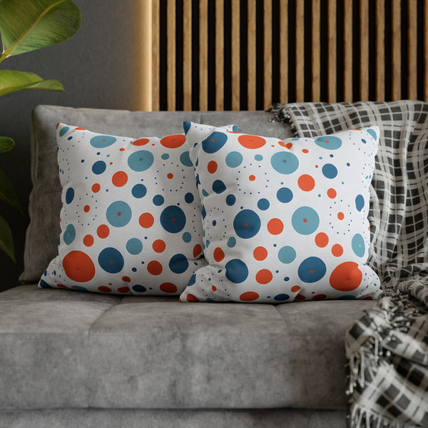 Blue/Orange Polka Dots Spun Polyester Square Pillowcase