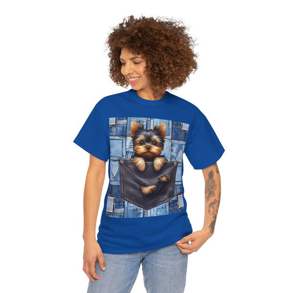 "Denim Dog Patch" Plus Size Women Heavy Cotton Tee T-shirt